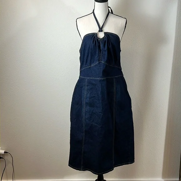 white christmas dresses Strapless Denim Paneled Maxi Dress – Ashley Stewart main image 1